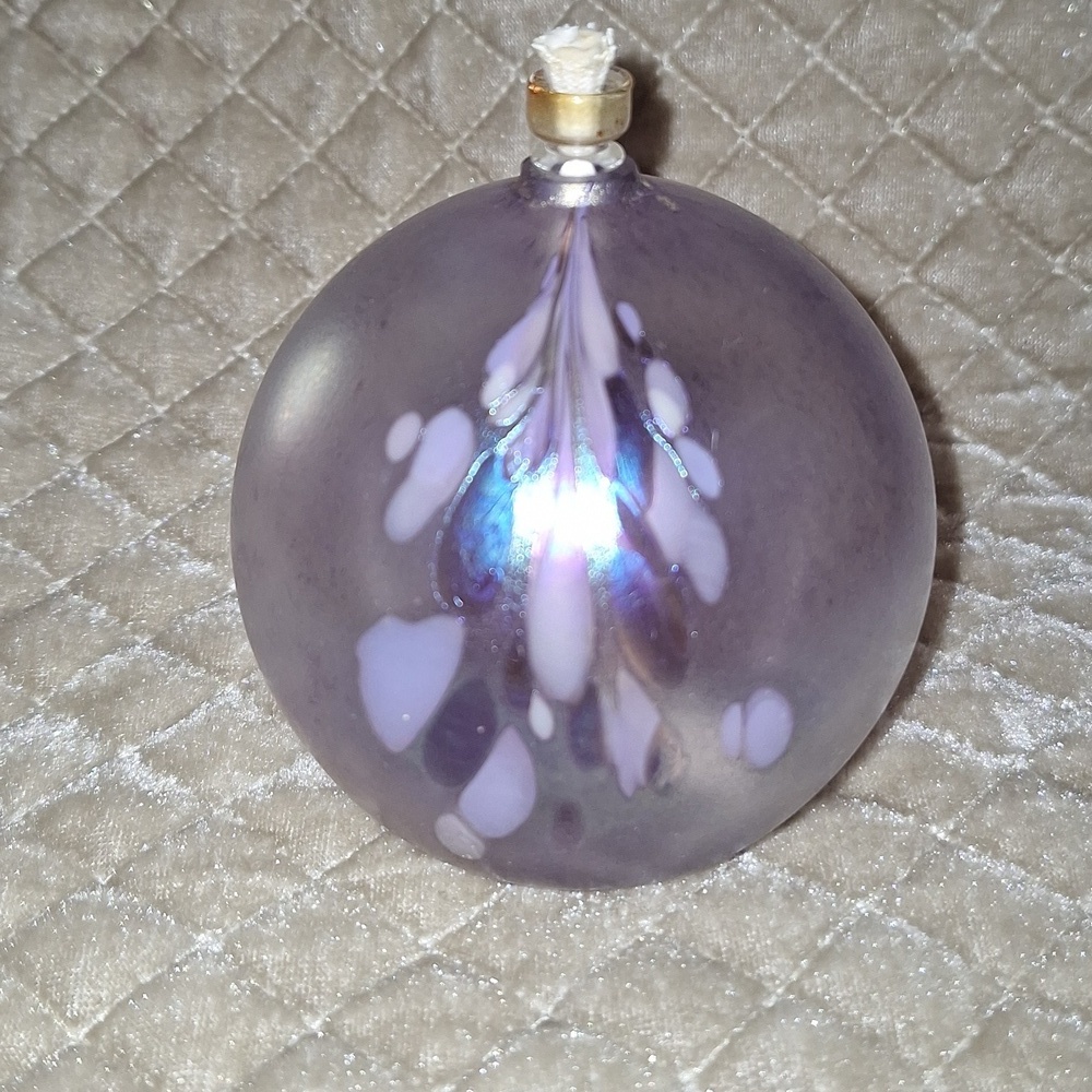 Glass Eye Studio Hand-Blown Iridescent Glass Oil Lamp